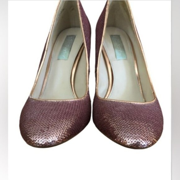 Betsy Johnson Lou pink sequin chunky 4” heel SIZE 6 - Picture 4 of 7